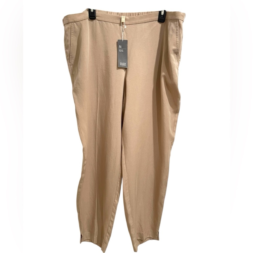 Eileen Fisher Light Tan Tencel Twill Ankle Pants Women Size XL Pockets New WT